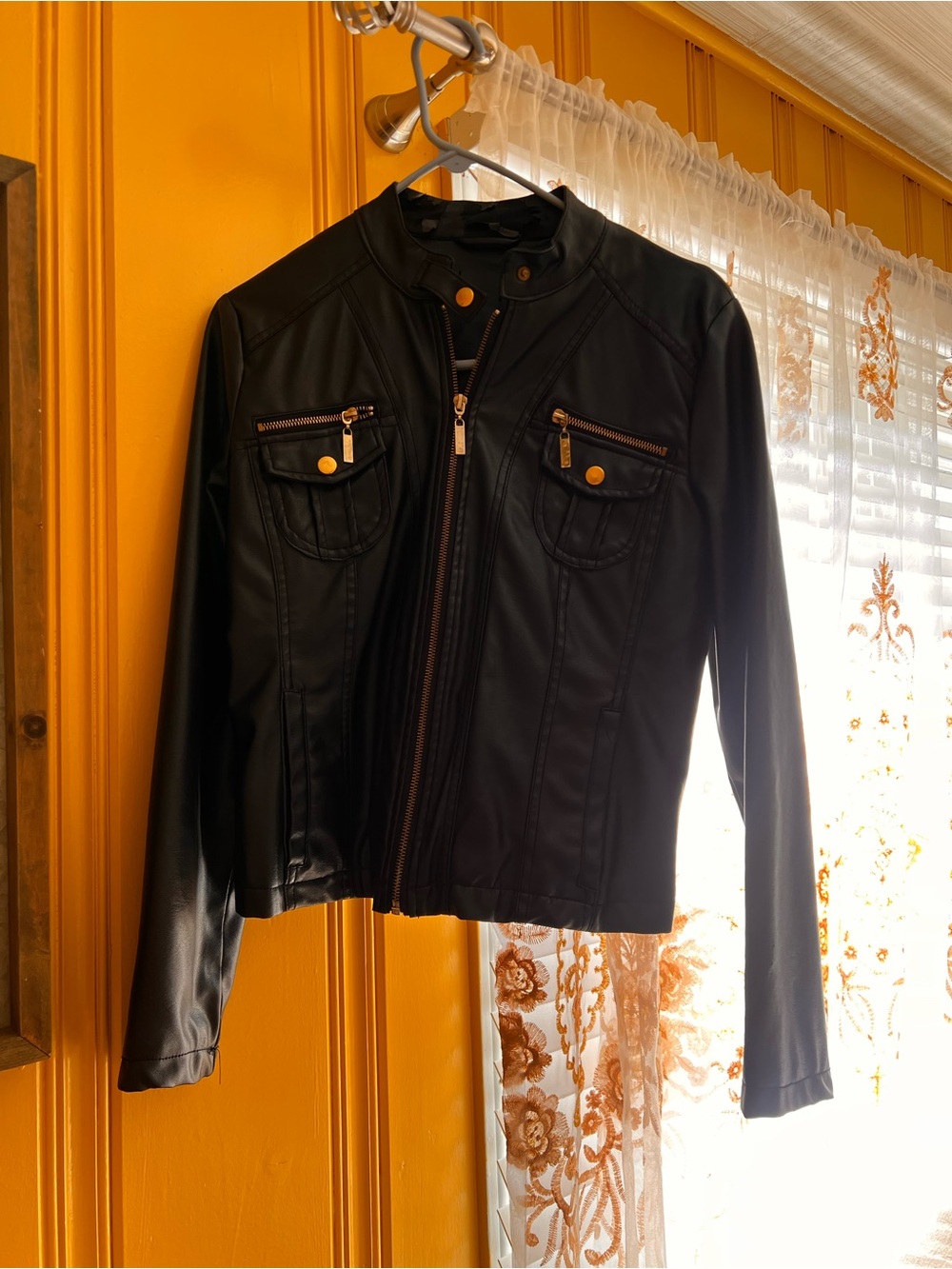 Black Faux Leather Zip Moto Jacket